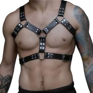 Men's BDSM Black Chest Harness